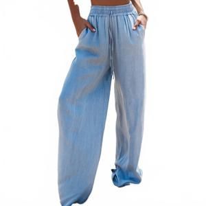 NEW UMORGER tencel wide leg trouser in overcast blue